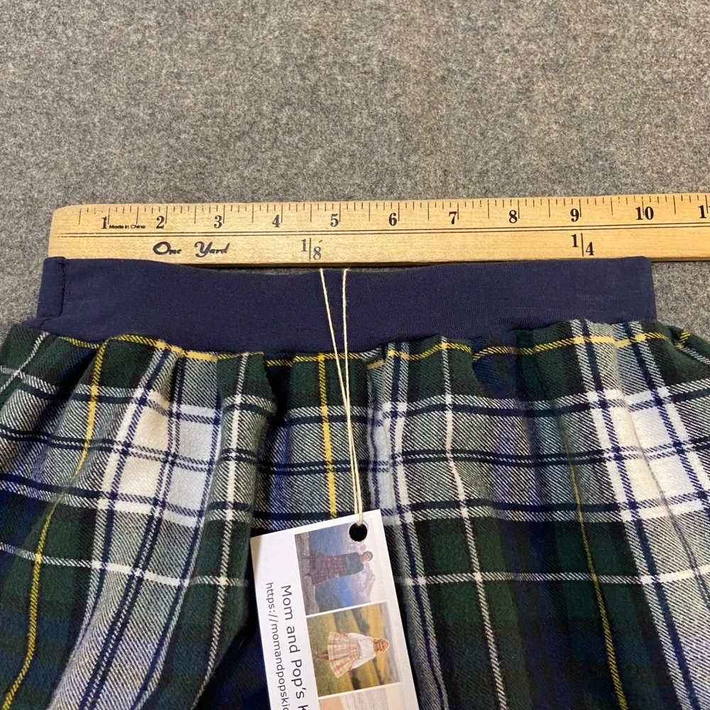 Girls Flannel Mom and Pop's Kids Midi Skirt 5 Green Plaid Heavyweight Tiered
